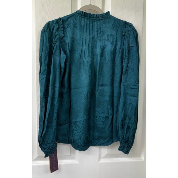 Hale Bob XS teal green blue long sleeve dress shirt blouse - Picture 2 of 6